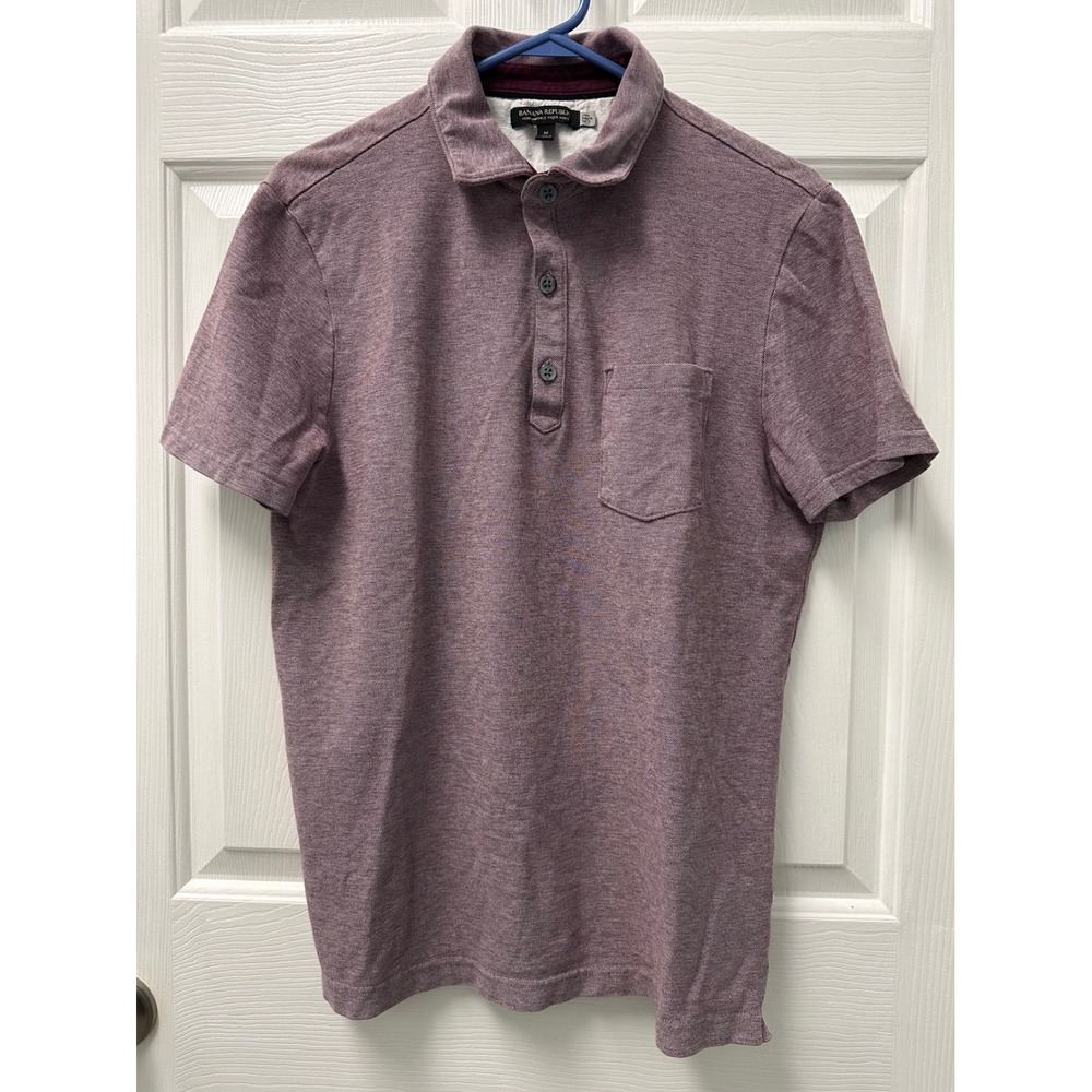 Mens Banana Republic Performance Pique Polo Plum Medium